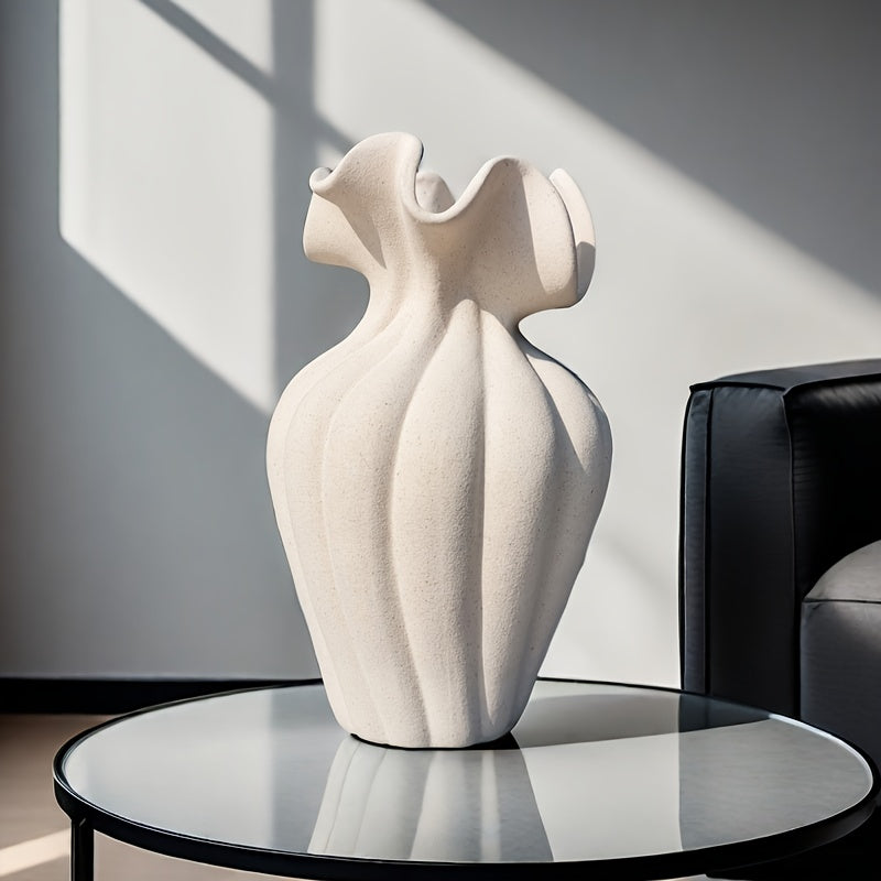 Elegant 20cm Striped Ceramic Vase Modern Skirt Design Home Decor