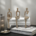 Set of 3 European Style Sandstone Thinker Statues for Decor