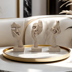 Unique Abstract Sandstone Mask Sculpture for Modern Living Room Decor